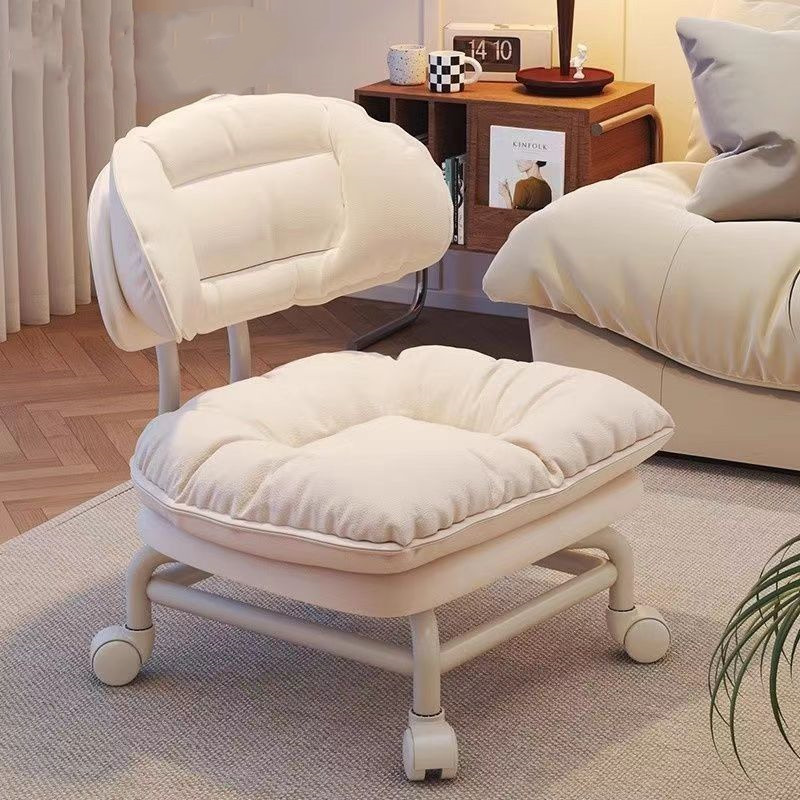 懒人靠背椅子家用板凳万向轮圆凳带娃神器小凳子滑轮矮凳